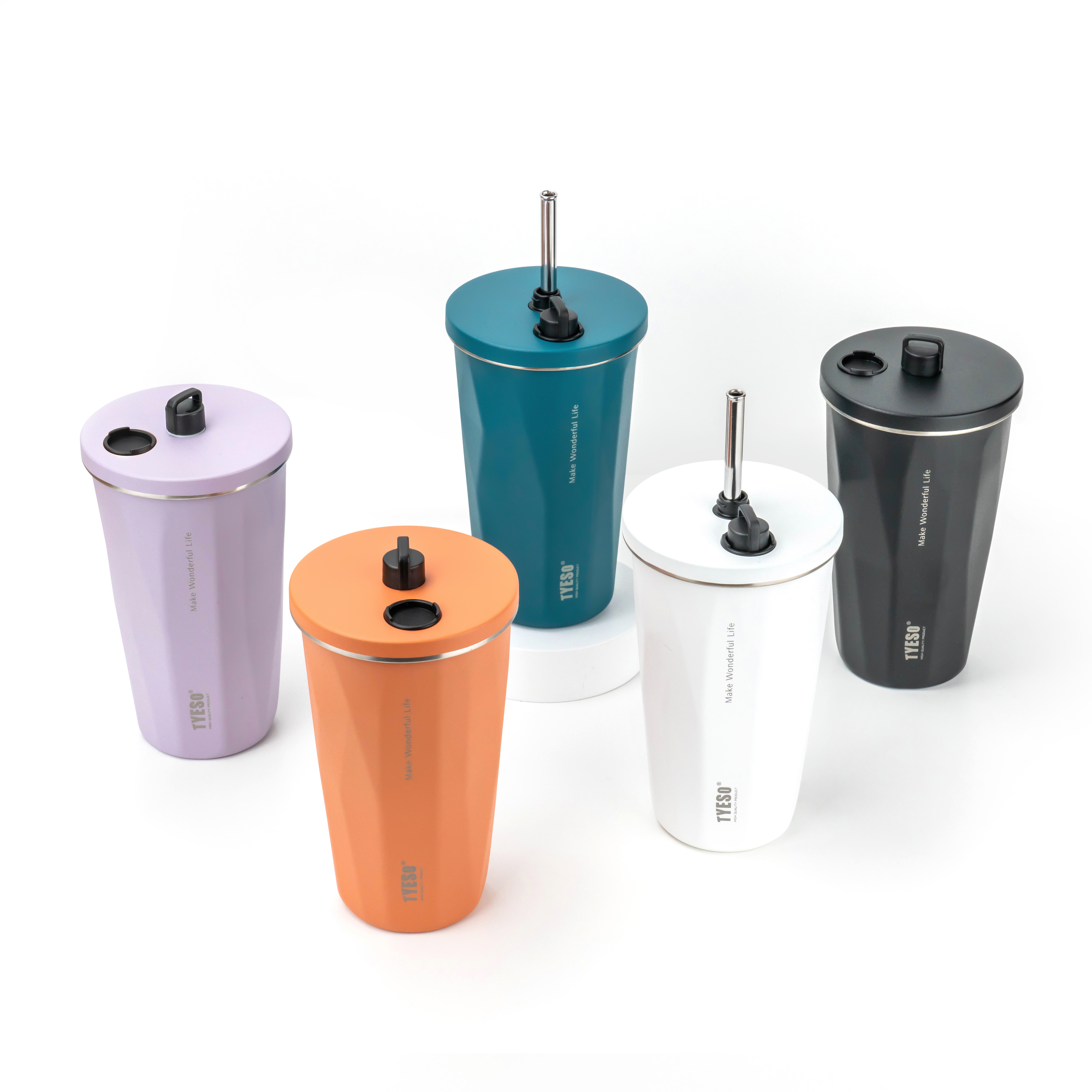 TYESO 올스텐 텀블러 대용량 빨대 텀블러 보냉 보온 캠핑 직장인 운동 600ml, 오렌지 - 상세 이미지 2