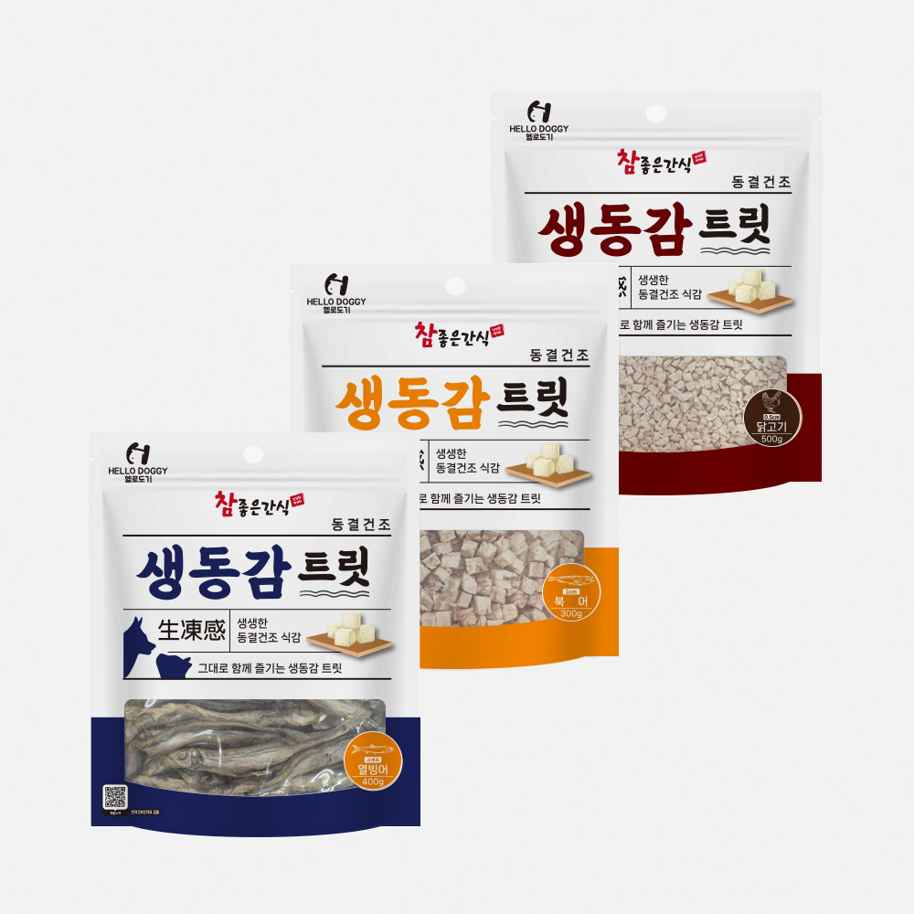 헬로도기 생동감 강아지트릿 대용량 강아지동결건조간식 닭고기(0.5cm), 500g, 1개