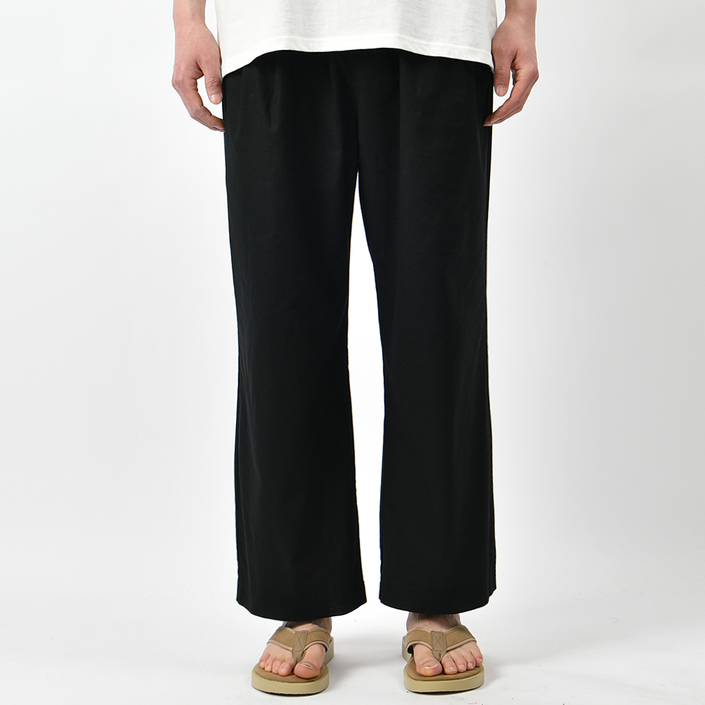 남자 린넨 바지 라이크 여름 와이드 투핀턱 밴딩 면 팬츠 - 상세 이미지 2