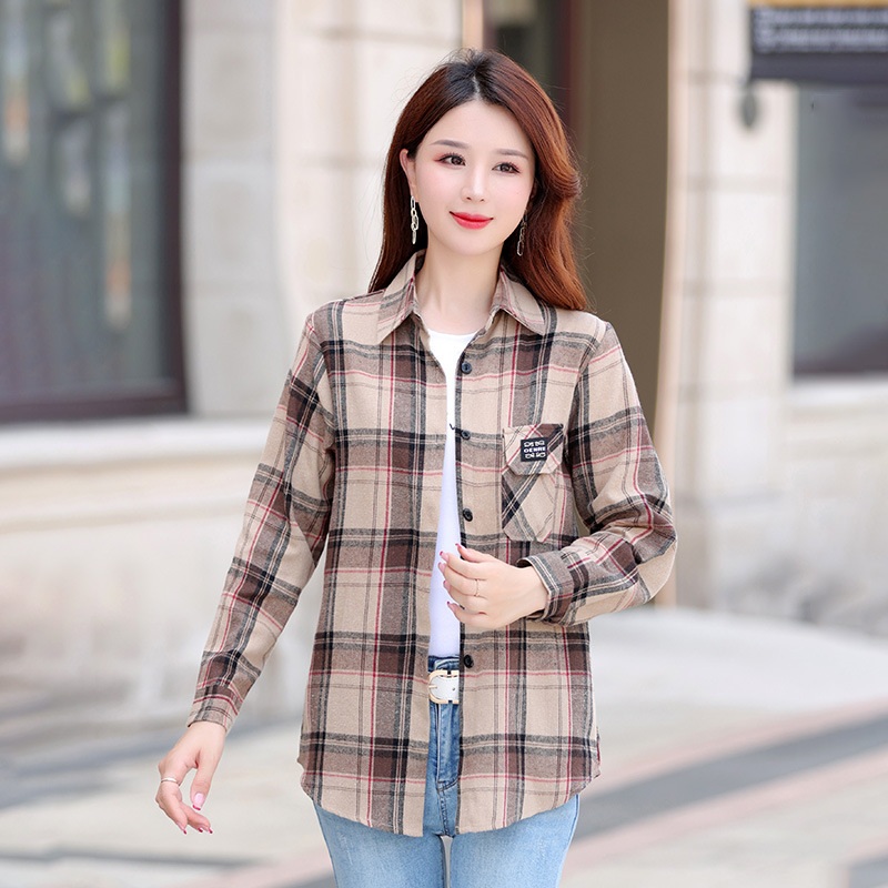 1+1 봄 여름 여성 긴팔 셔츠 중년 엄마 느슨한 탑 재킷 01. XL - 상세 이미지 5
