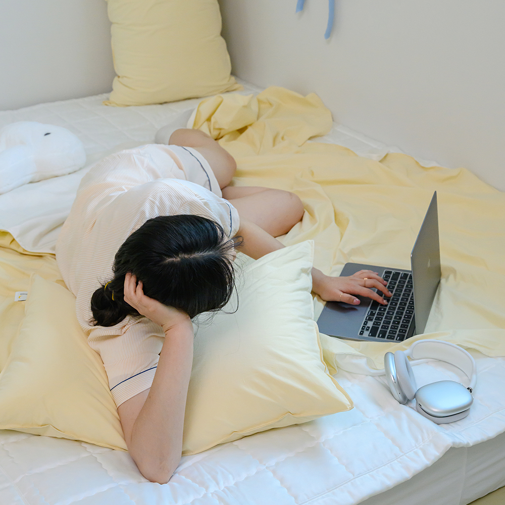 마이컬렉션 듀라론 냉감 이불 패드 베개 세트 여름 호텔 침구 블루, SS(슈퍼싱글)