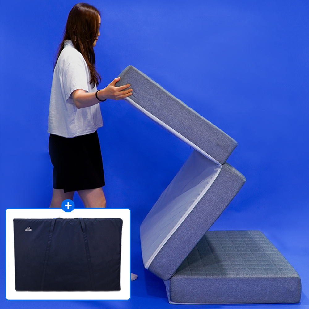 단단한 국산 원룸 카멜형 3단 접이식 매트리스 바닥 침대 1인용 토퍼 수면매트 15cm S