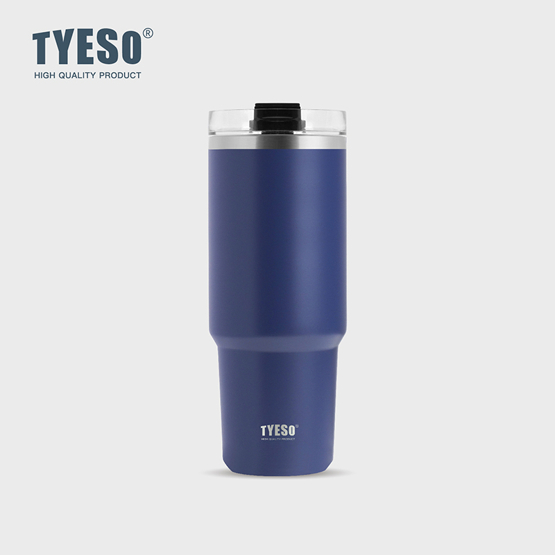 TYESO 대용량 텀블러 빨대 스텐텀블러 보냉 보온 텀블러 손잡이 고품질 900ml, 블루 - 상품 이미지