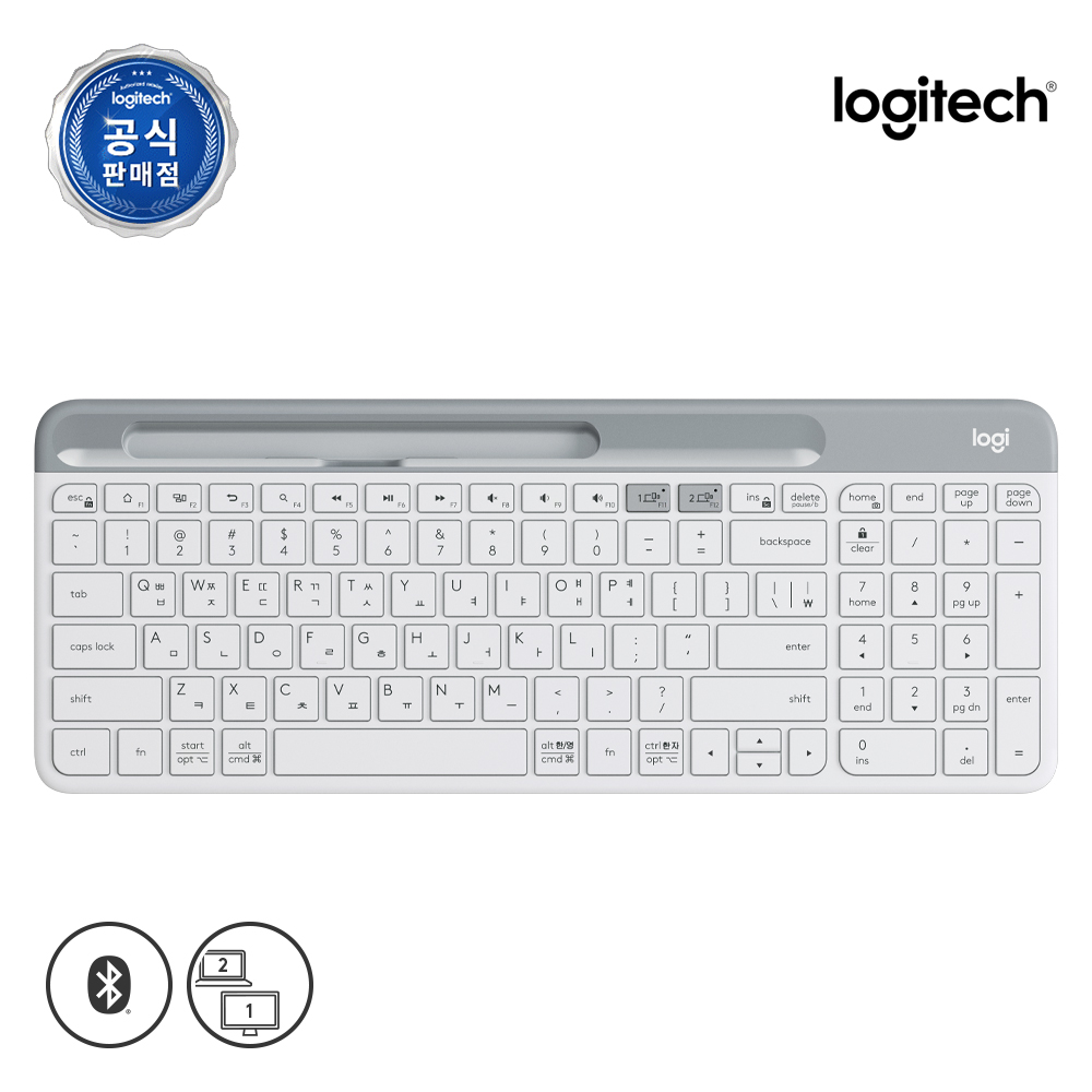로지텍 코리아 K580 슬림 블루투스 무선 키보드 퓨어 화이트, 팬터그래프(Pantograph) - 상품 이미지