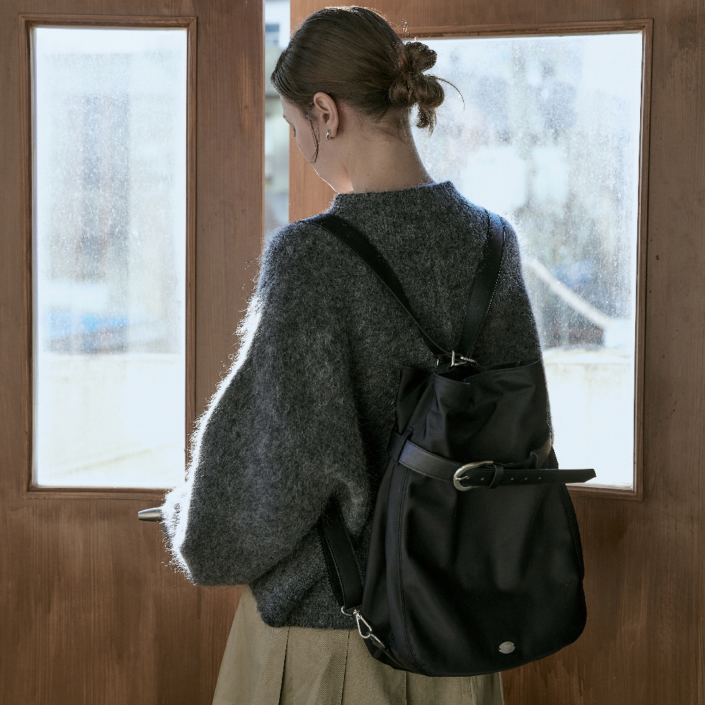 프론트월넛 여자 노트북 백팩 나일론 숄더백 가방 FRENCH 2WAY BAG(BLACK)