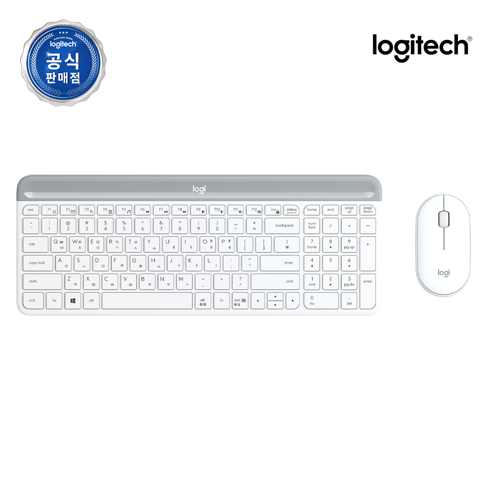 로지텍 코리아 MK470 슬림 무선 무소음 키보드 마우스 세트 퓨어 화이트, 멤브레인 - 상품 이미지