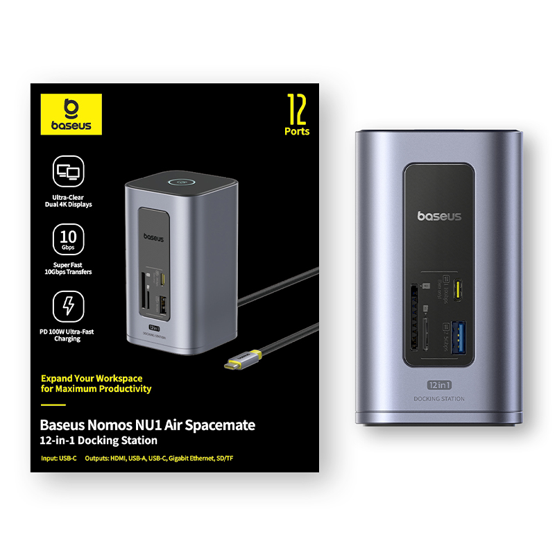 베이스어스 도킹스테이션 USB 허브 노트북 멀티 포트 C타입 12포트 스페이스메이트 노모스