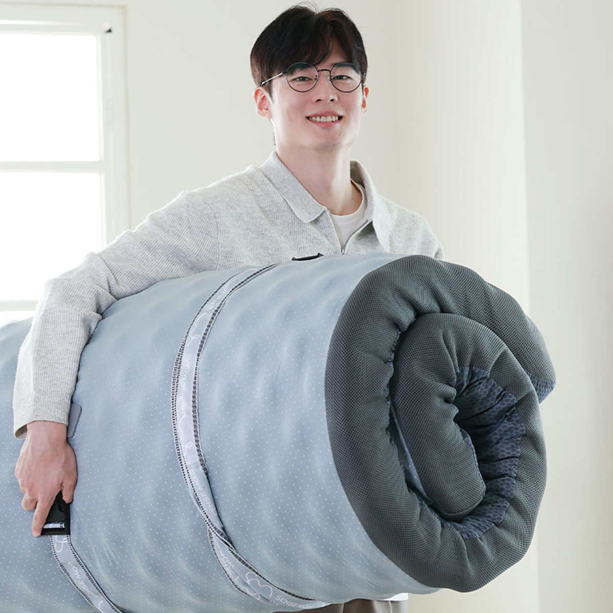 센스맘 투사이드 슈퍼싱글 (SS) 12cm 매트리스 (허리에 좋은 보관 편한 자취 바닥 토퍼 매트리스)