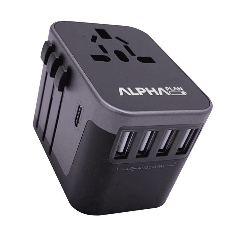 [150여개국 이상!] 알파플랜 28W 초고속 해외 여행용 멀티어댑터 USB C타입 플러그 30cm, 블랙, 1개