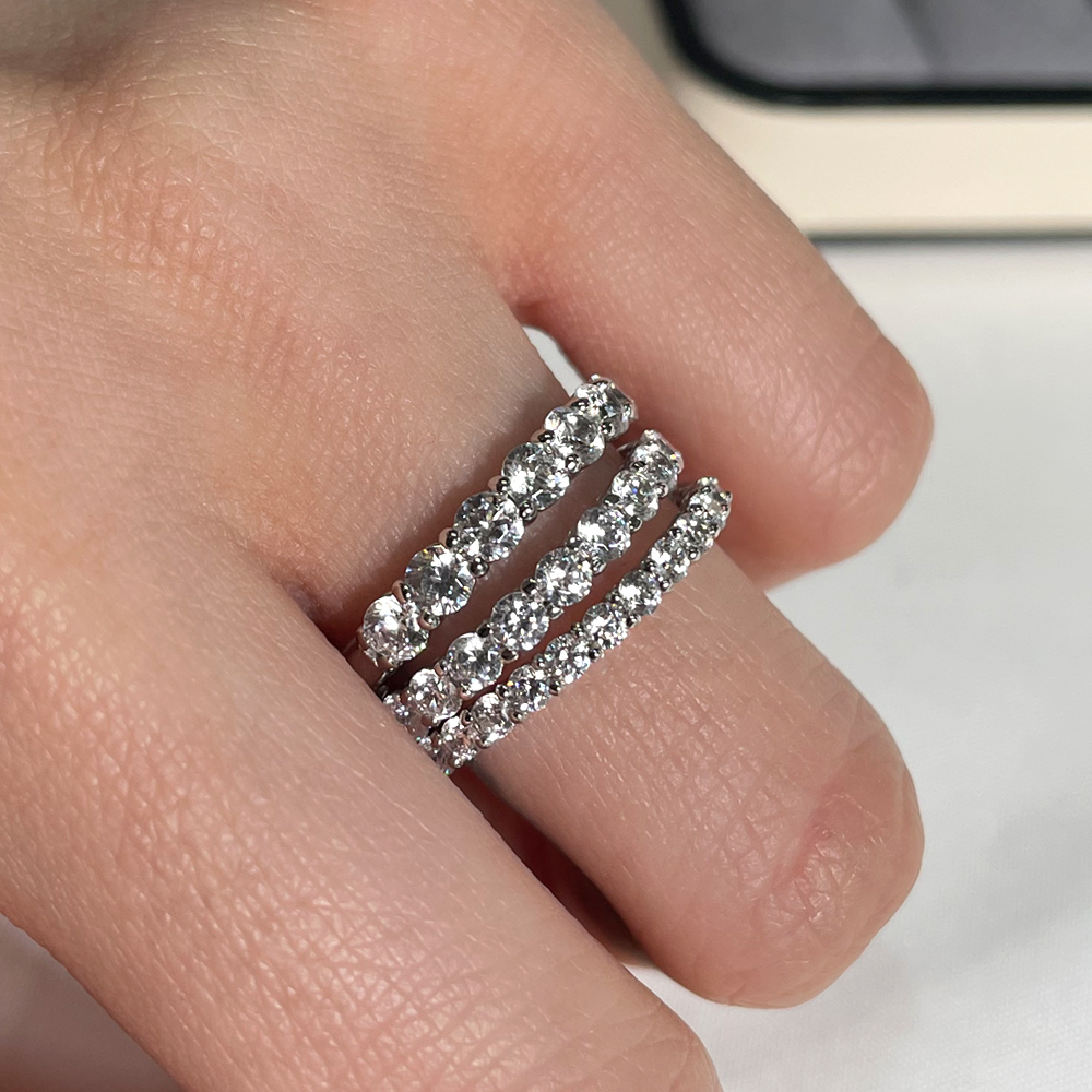 2.5mm 랩 다이아 모이사나이트 나인 가드링 반지 데일리 쌍지 레이어드 - 상세 이미지 2