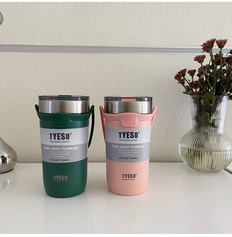 TYESO 대용량 텀블러 보냉보온 빨대텀블러 스텐 제작 손잡이텀블러 싱글 710ml, 퍼플 - 상세 이미지 3