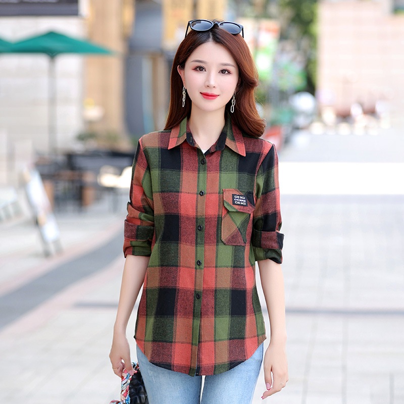 1+1 봄 여름 여성 긴팔 셔츠 중년 엄마 느슨한 탑 재킷 01. XL - 상세 이미지 3