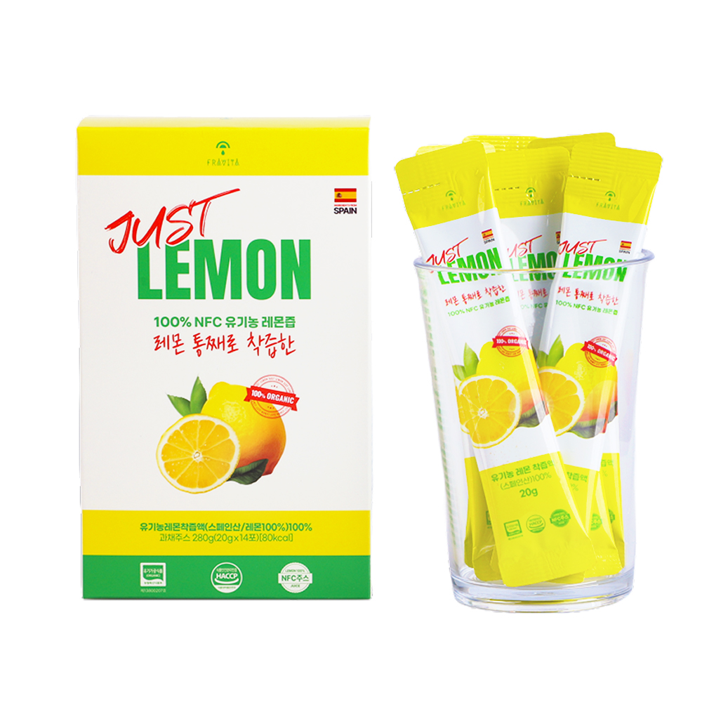 저스트레몬 100% NFC 유기농 레몬즙 스틱 레몬수 레몬원액 20g 14포, 1개