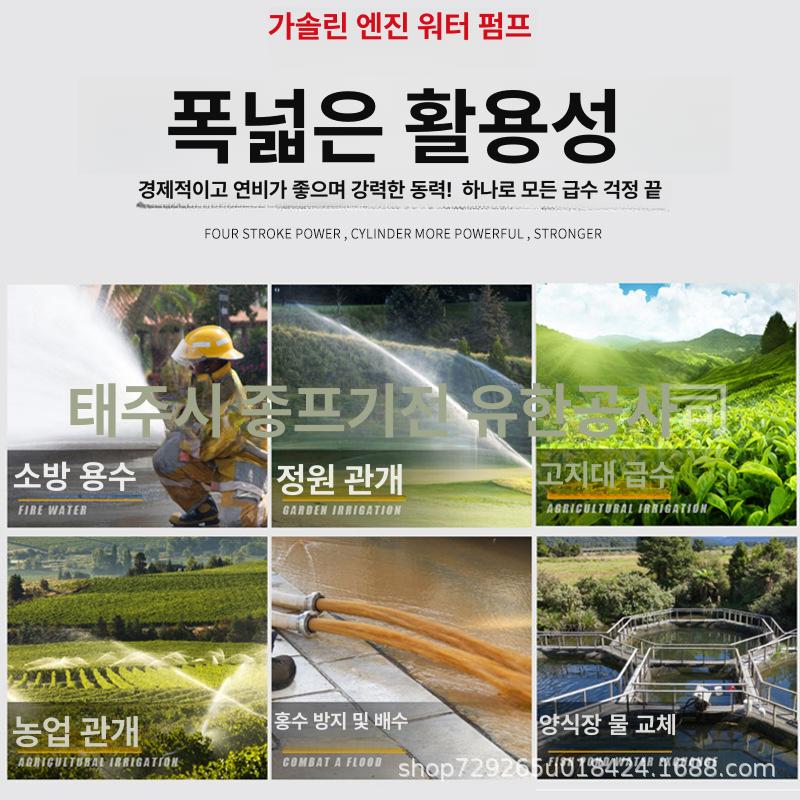 엔진 양수기 농업용 배수 펌프 물 급수 가솔린 모터 2행정 가솔린엔진 2인치 가솔린 펌프 - 상세 이미지 2