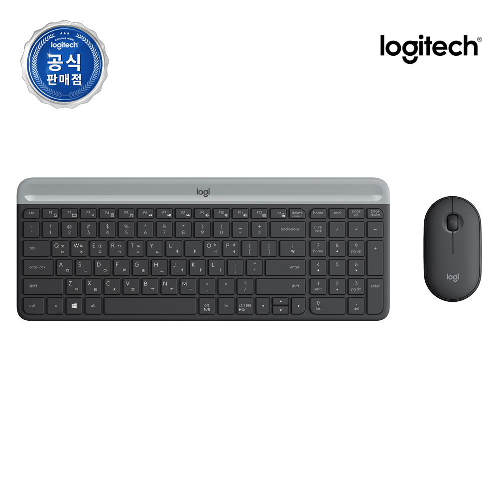 로지텍 코리아 MK470 슬림 무선 무소음 키보드 마우스 세트 시크 블랙, 멤브레인 - 상품 이미지
