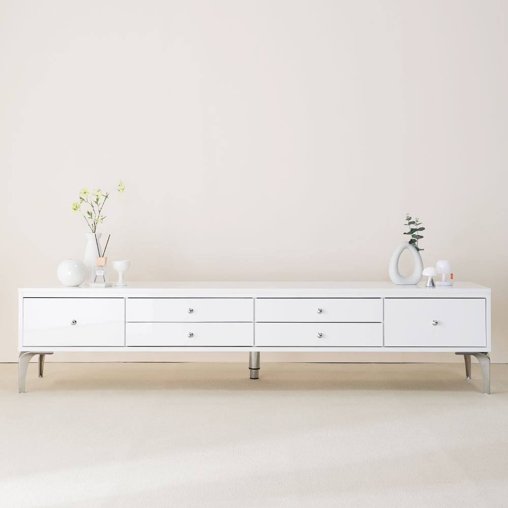 미오 거실장 2000 화이트 낮은 티비다이 tv장 장식장