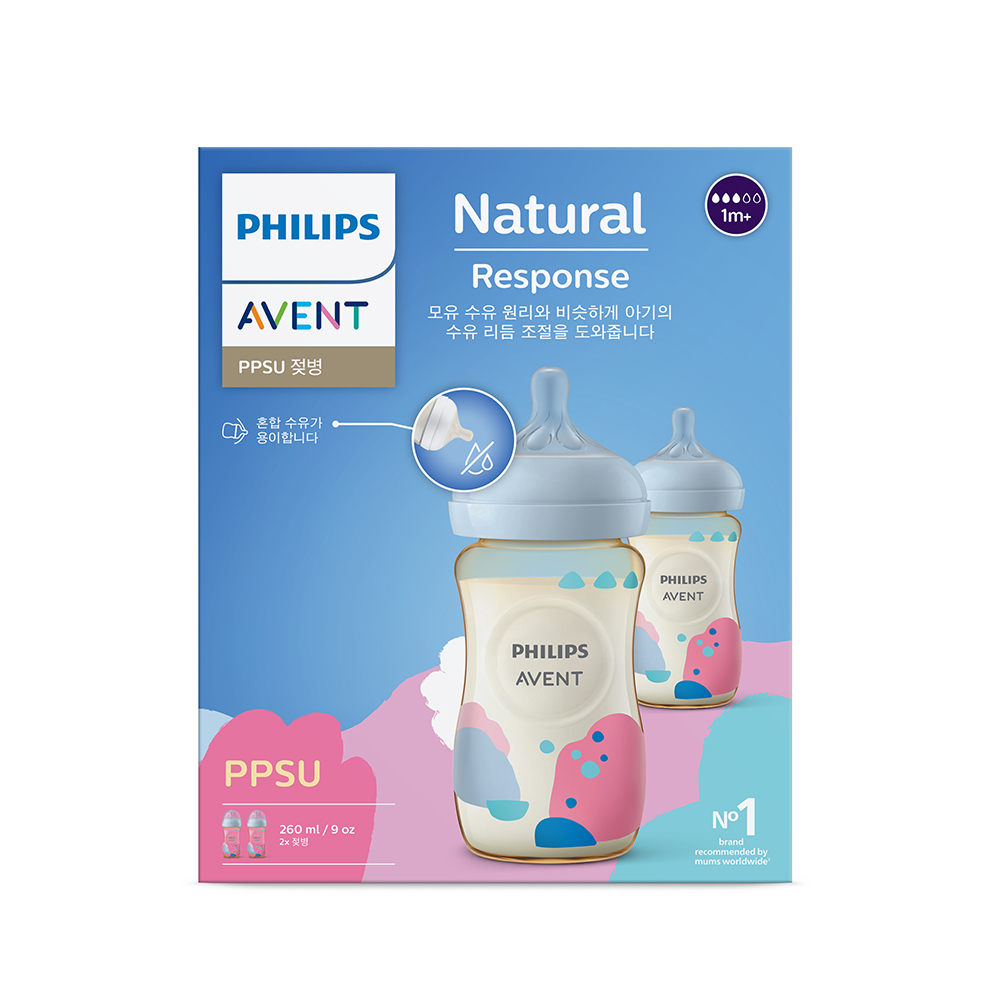 필립스아벤트 배앓이방지 아기편한 PPSU 젖병 260ml 4P (1m+ 젖꼭지 포함)