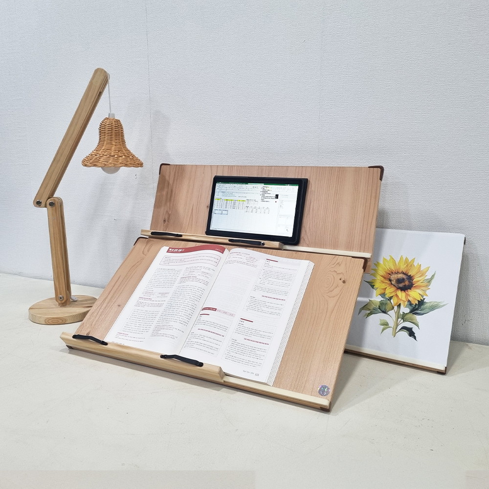 위즈 2단독서대 슬라이드 레일형 원목 책받침대 필기용 책거치대 북스탠드 에이블60, 1개