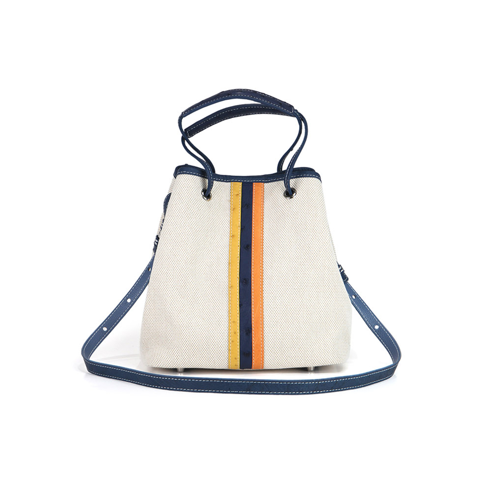 꼼마안 타조가죽 캔버스백 알블루