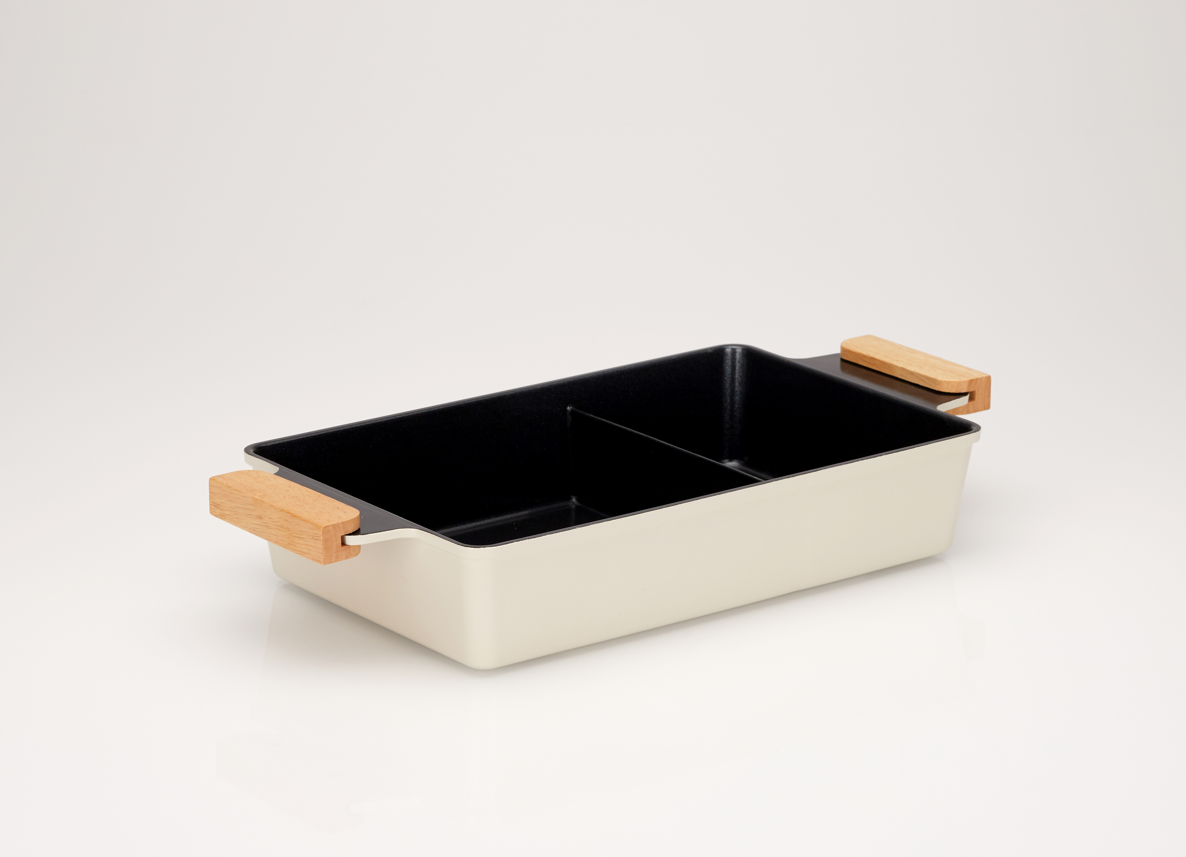 비자트 올인원 반반팬 인덕션 국산 사각냄비 캠핑용품 32x20cm 아이보리&블랙 - 상세 이미지 2