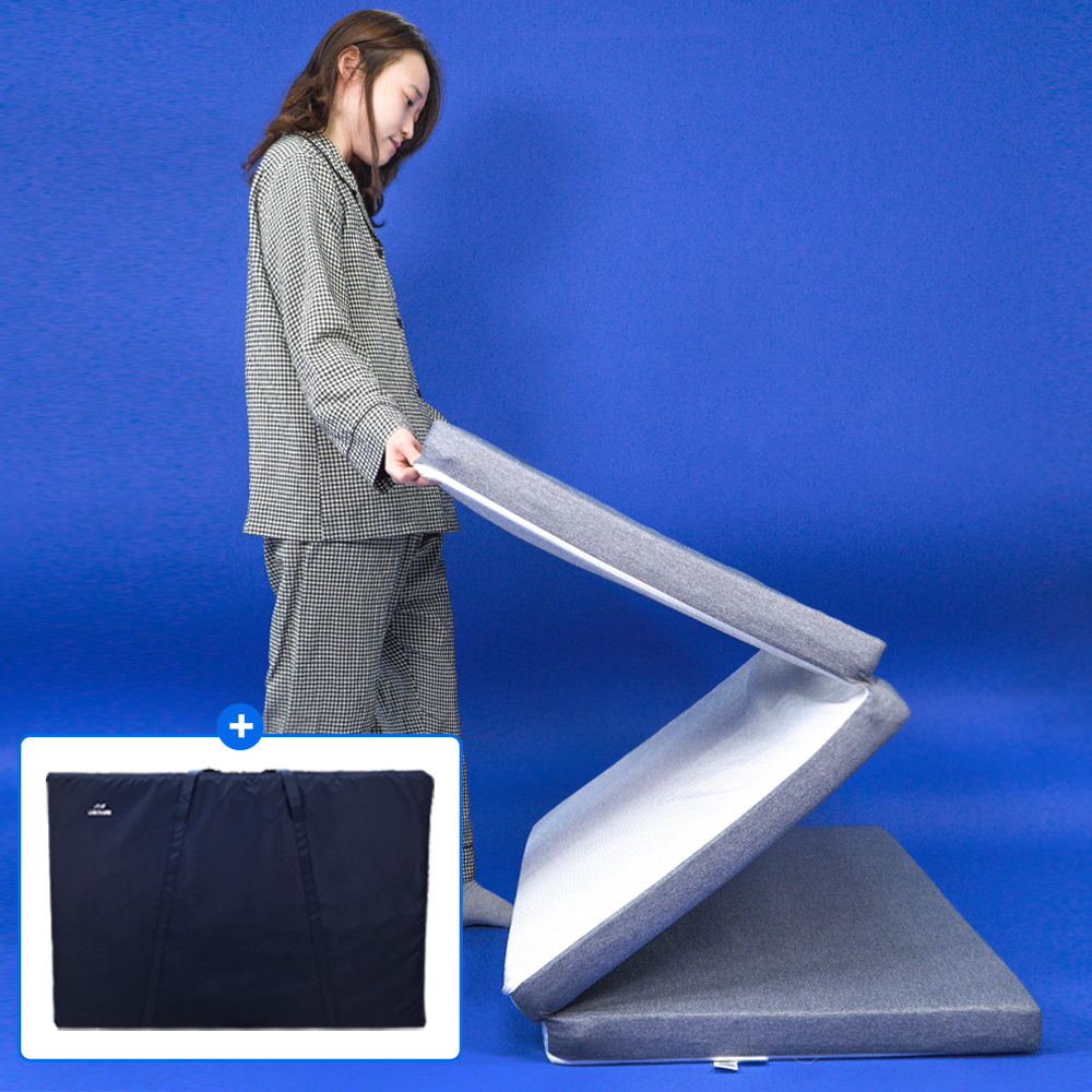 나혼자살림 간이 원룸 바닥 3단 접이식 매트리스 1인용 손님용 침대 토퍼 홑겹 7cm S