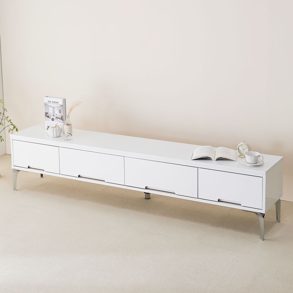 미오 거실장 2000 화이트 낮은 티비다이 tv장 장식장