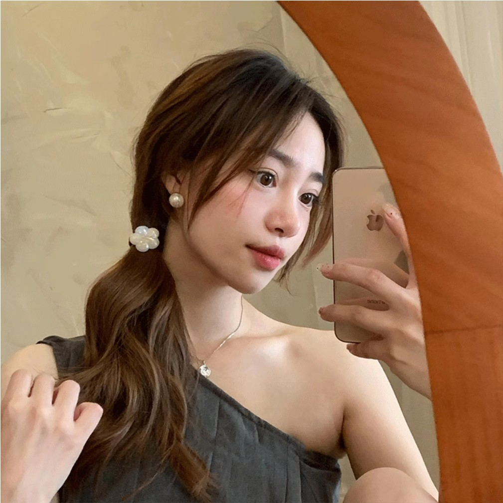 프랑스핀 플라워 포니테일 헤어끈 머리끈 - 상세 이미지 4