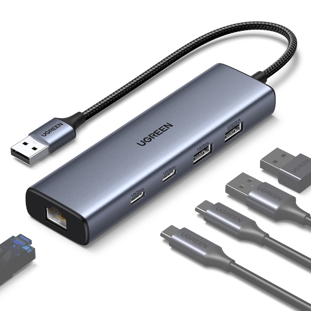 유그린 USB3.2 10Gbps 2C 2A USB 멀티허브 기가비트 인터넷 랜카드 CM512 - 상세 이미지 2