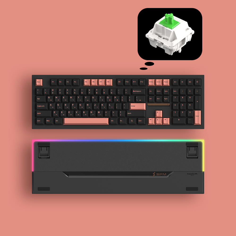 spm SPM PL108W 아라 풀배열 유무선 기계식키보드 블랙 몽돌 화이트축 - 최저가 69,000원