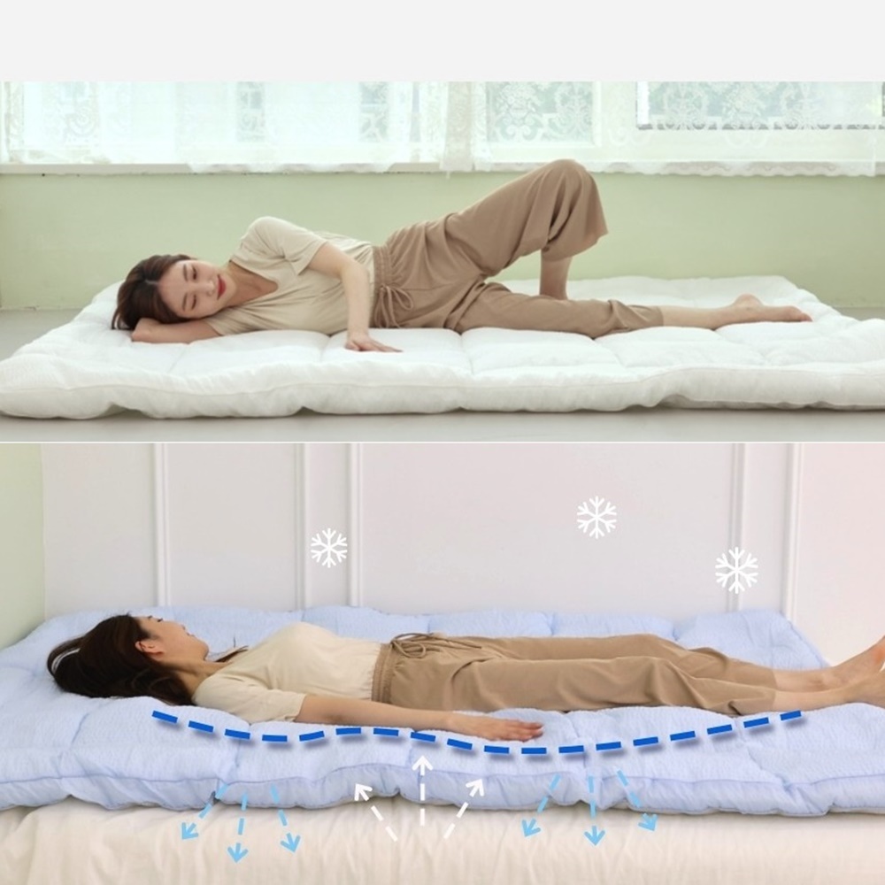 박대표마켓 푹신한 침대위 토퍼 거실 차박 캠핑 시원한 시어서커 여름 쿨 매트리스 - 상품 이미지