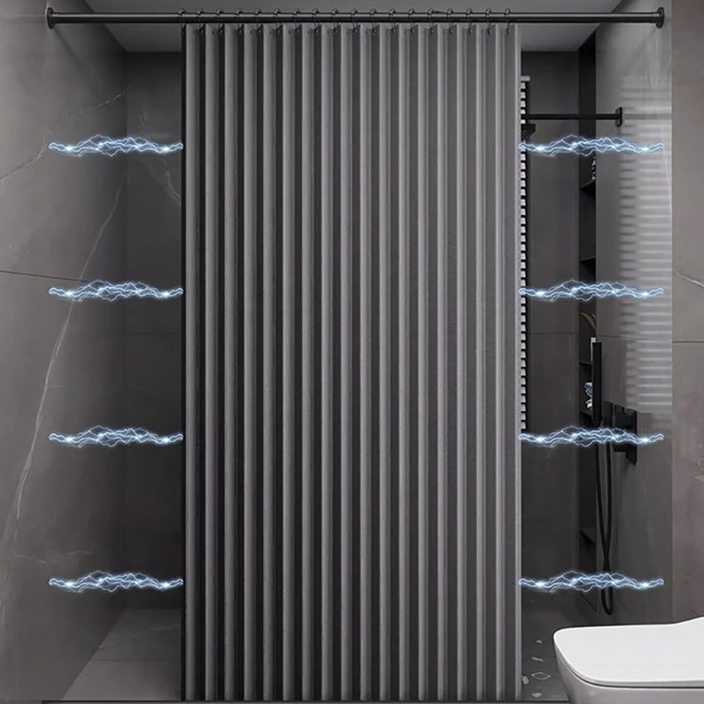 고급형 욕실 샤워 커튼 패브릭 화장실 곰팡이 방수 커텐 욕조 샤워실 가림막 커튼봉 세트