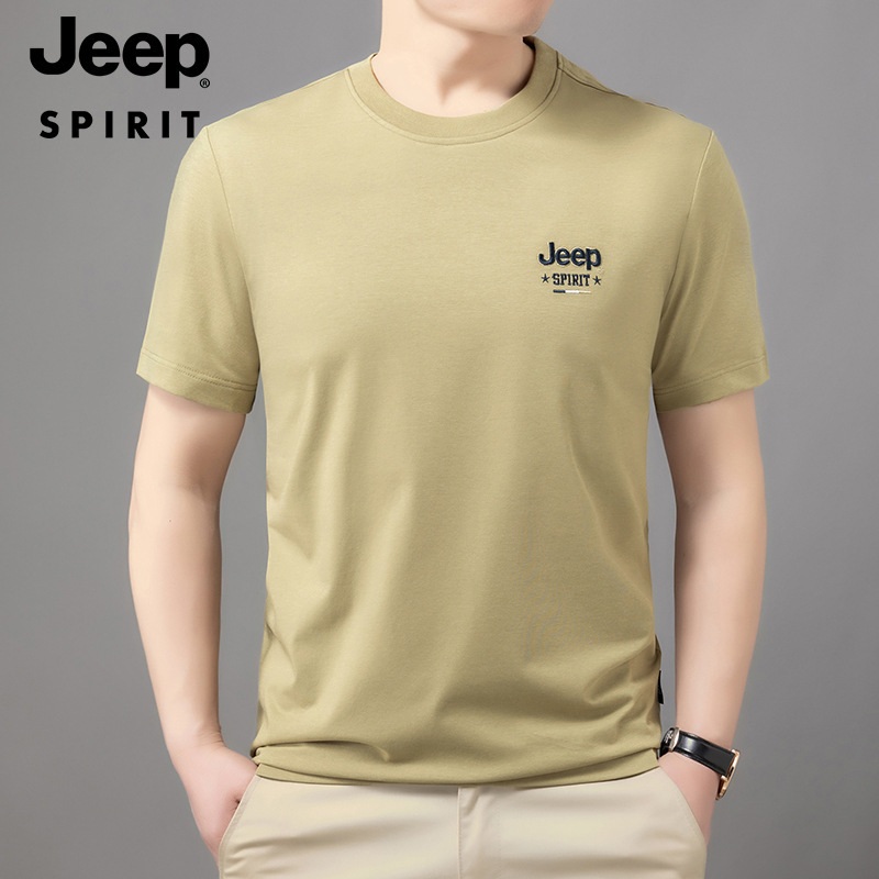 JEEP SPIRIT 여름 남성용 라운드넥 반팔 티셔츠 자수 공예 - 상세 이미지 2
