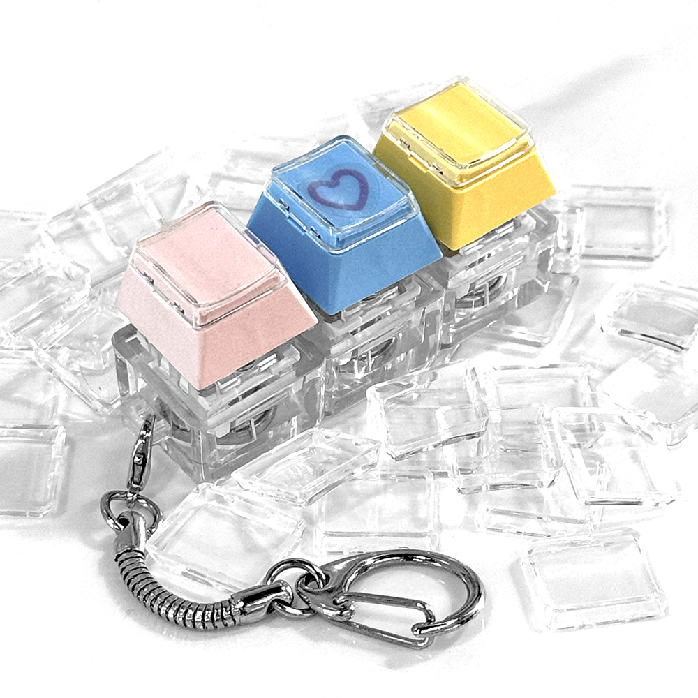 키캡 키링 인쇄 3구 LED 열쇠고리 주문제작 스위치 투명 RGB - 상품 이미지