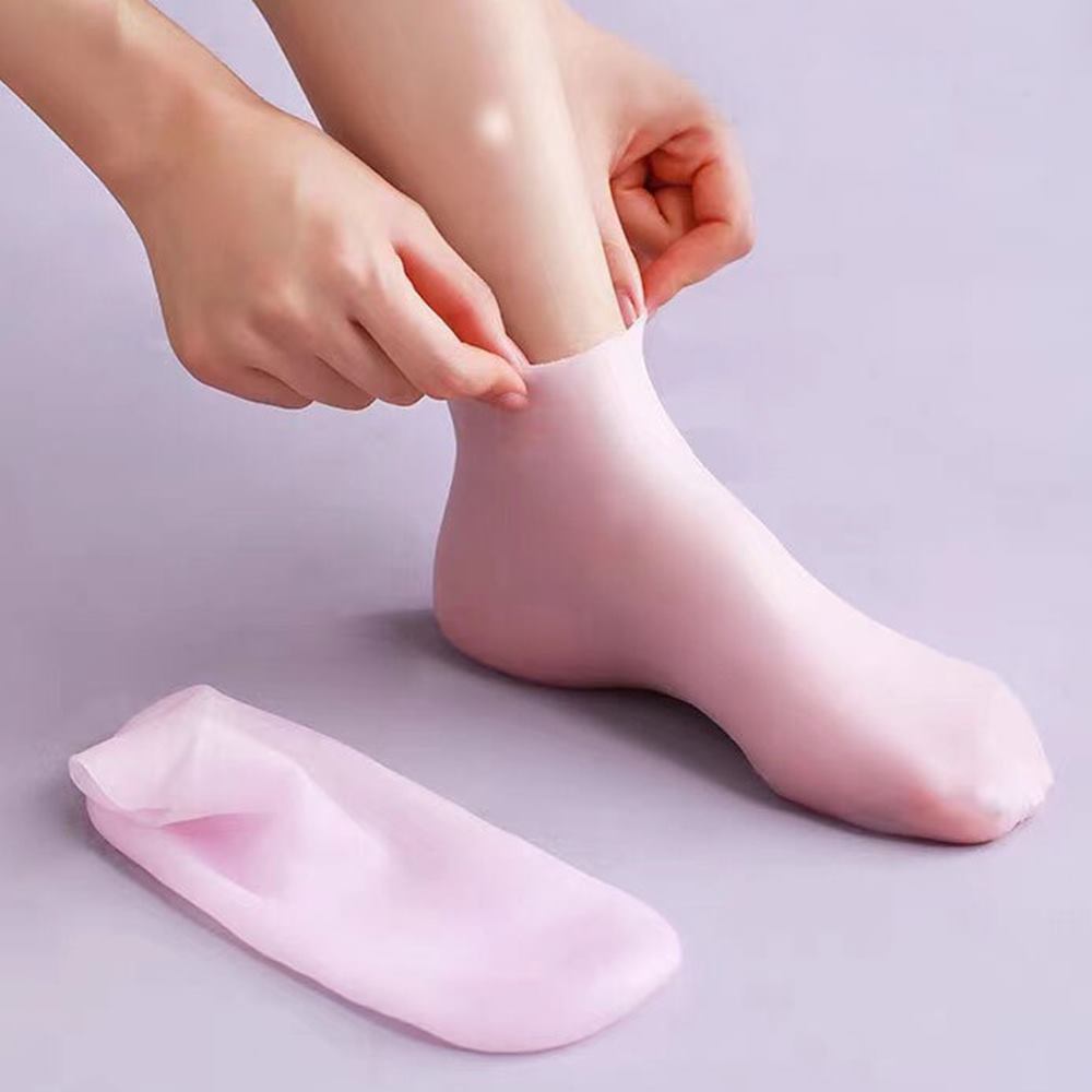 실리콘 보습 양말 풋케어 핑크 각질 관리 - 상품 이미지