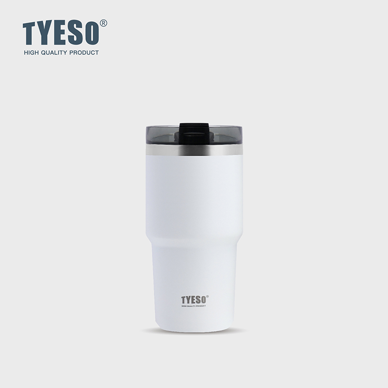 TYESO 대용량 텀블러 빨대 스텐텀블러 보냉 보온 텀블러 손잡이 고품질 600ml, 화이트 - 상품 이미지