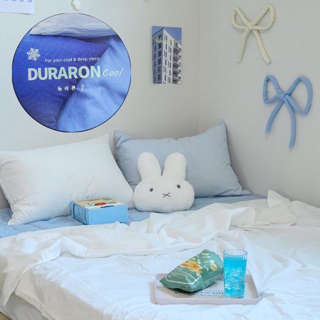 마이컬렉션 듀라론 냉감 이불 패드 베개 세트 여름 호텔 침구 블루, SS(슈퍼싱글)