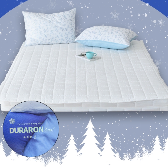 국산냉감패드 무지냉감패드 듀라론 이불 화이트, Q(퀸)