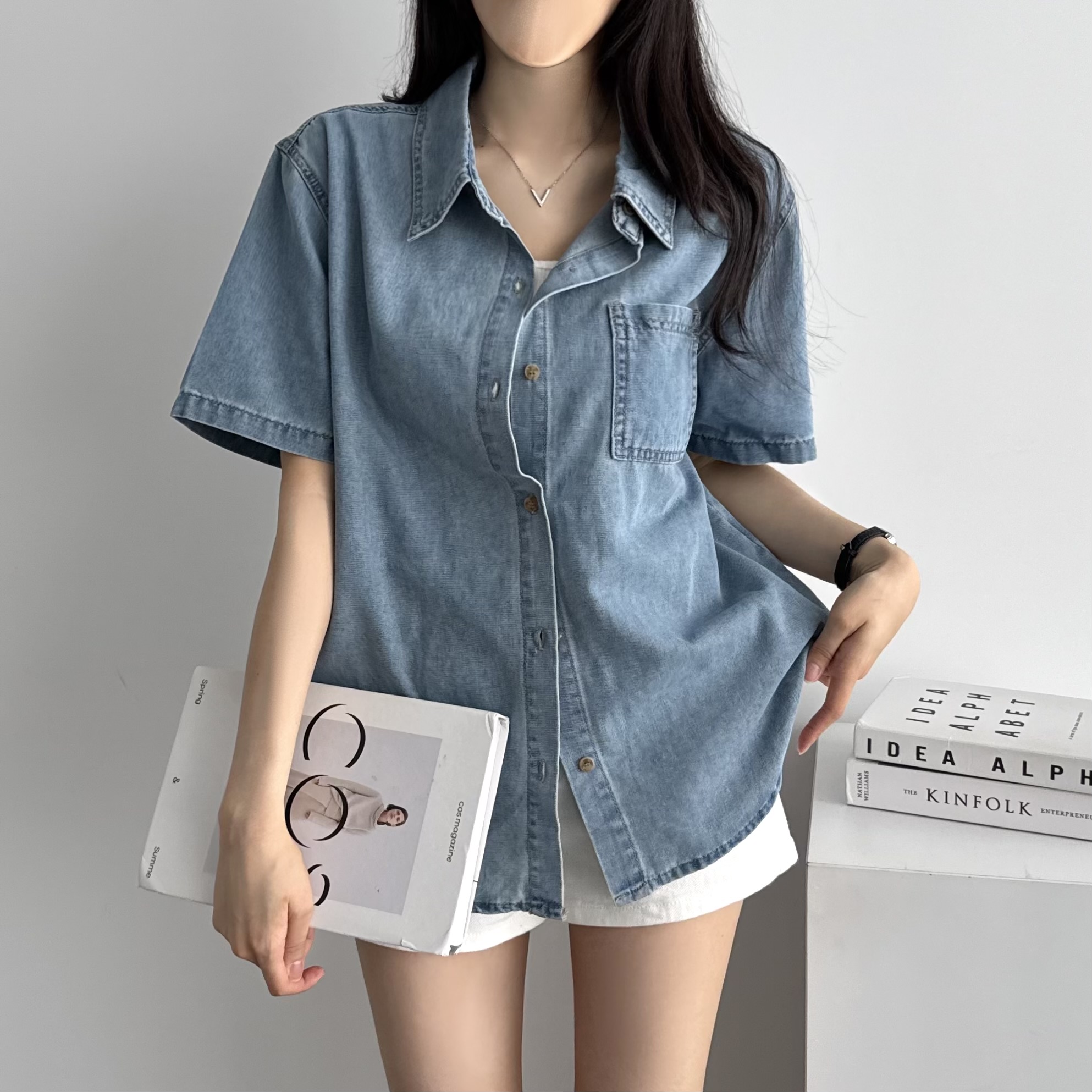 여성 데님 셔츠 오버핏 셔츠 루즈핏 셔츠 데님 셔츠 추천 여성 패션