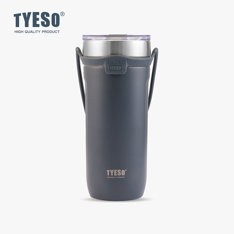 TYESO 대용량 텀블러 보냉보온 빨대텀블러 스텐 제작 손잡이텀블러 싱글 710ml, 블루 - 상품 이미지