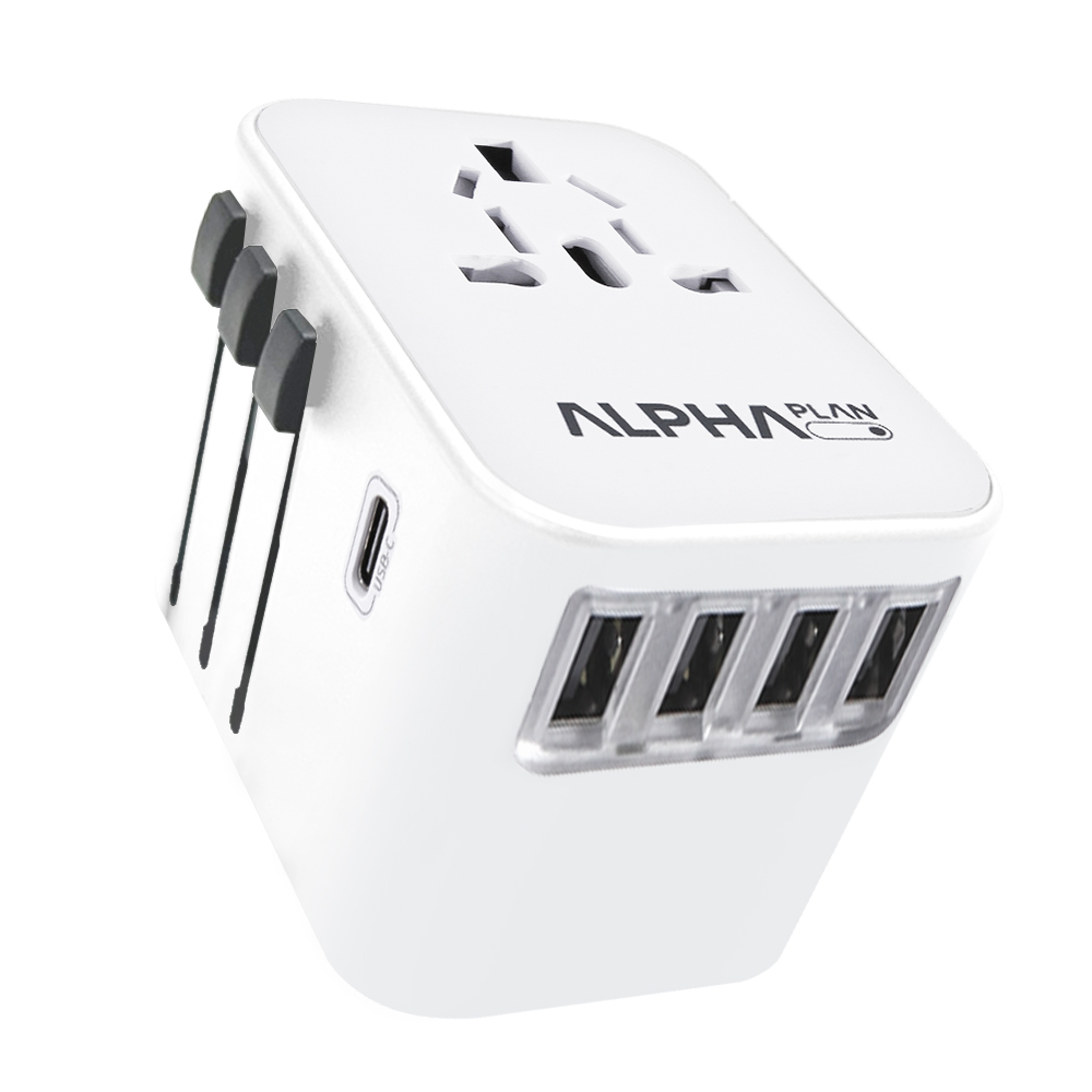 [150여개국 이상!] 알파플랜 28W 초고속 해외 여행용 멀티어댑터 USB C타입 플러그 30cm, 화이트, 1개