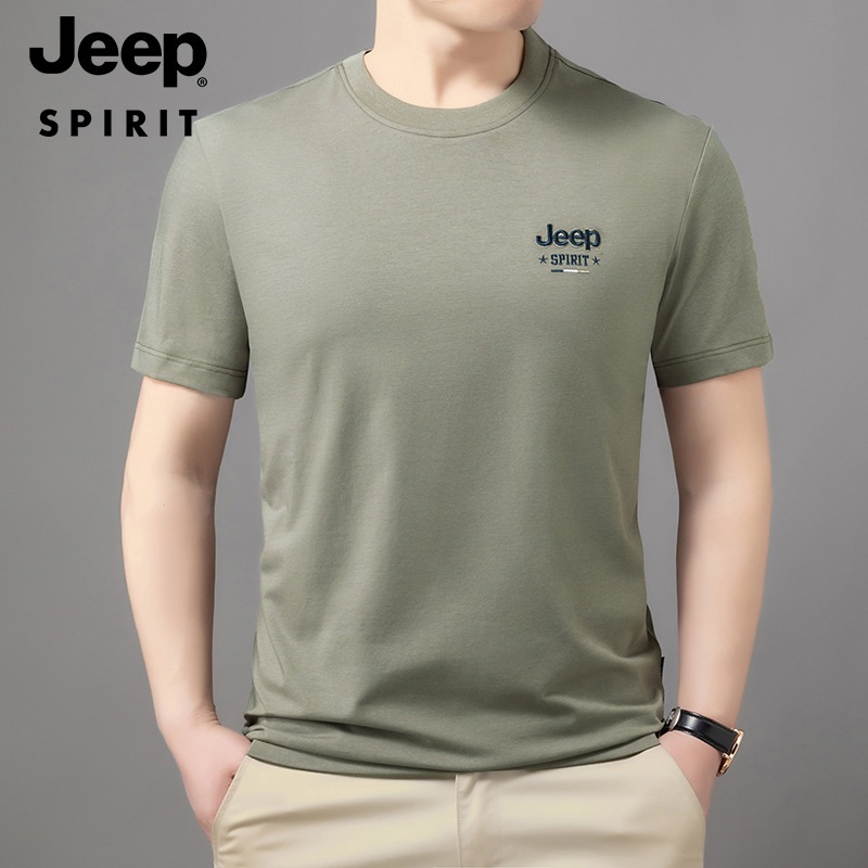 JEEP SPIRIT 여름 남성용 라운드넥 반팔 티셔츠 자수 공예 - 상세 이미지 4