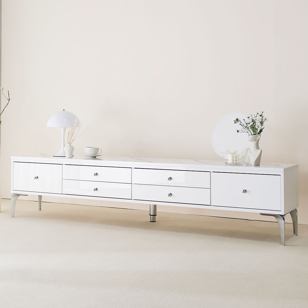 미오 거실장 2000 화이트 낮은 티비다이 tv장 장식장