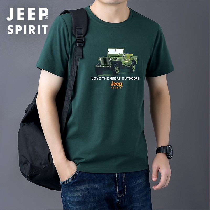 JEEP SPIRIT 남성용 여름 반팔 티셔츠 라운드넥 캐주얼 통기성 땀흡수 티셔츠 - 상세 이미지 2