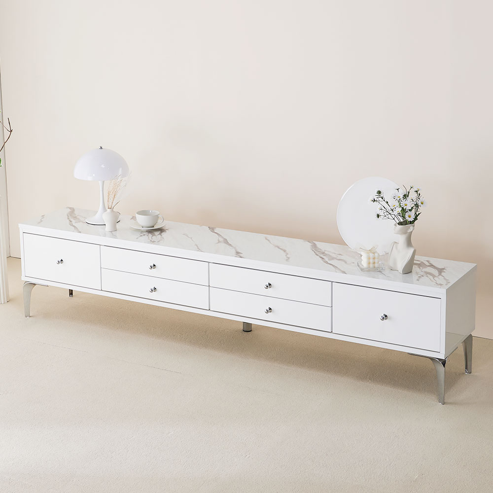 미오 거실장 2000 화이트 낮은 티비다이 tv장 장식장