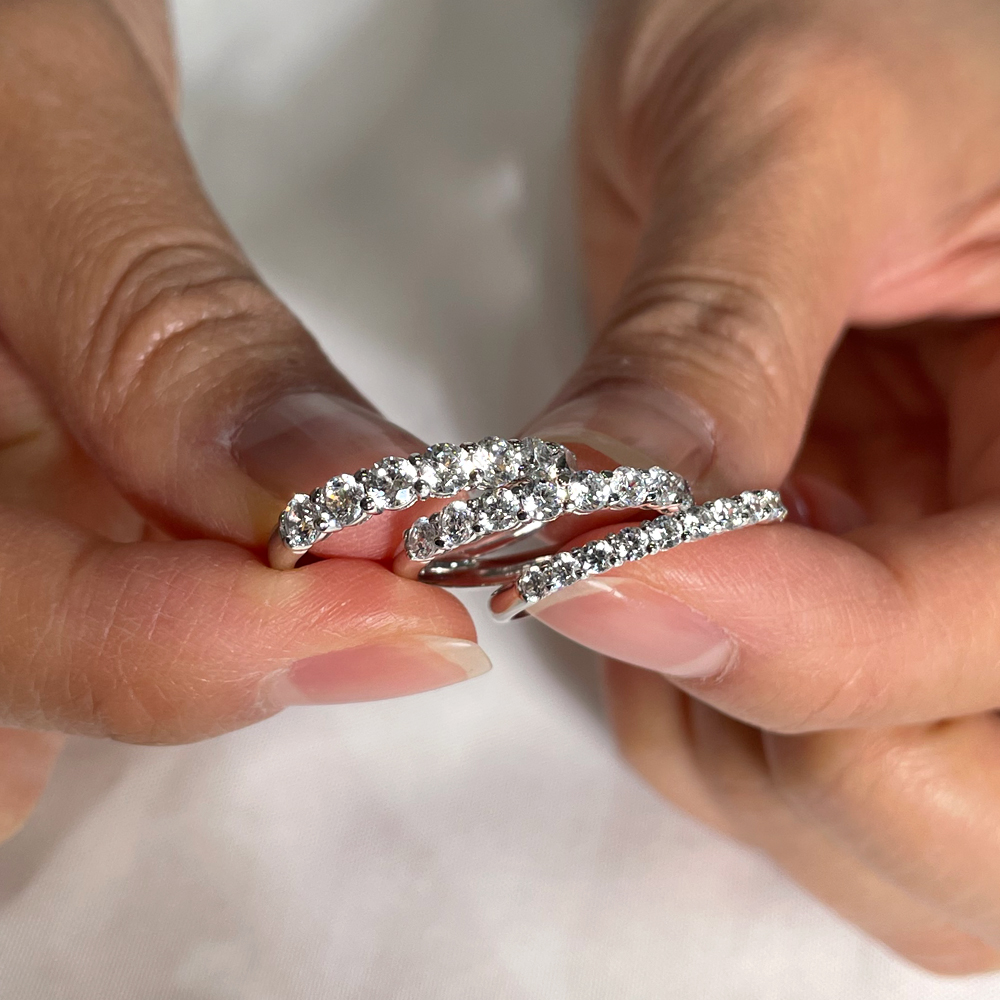 2.5mm 랩 다이아 모이사나이트 나인 가드링 반지 데일리 쌍지 레이어드 - 상세 이미지 3