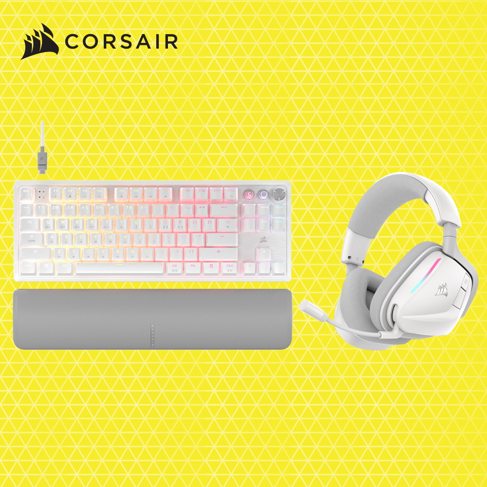 커세어 K70 PRO TKL MGX + VOID v2 RGB 무선 게이밍 키보드 헤드셋 세트 화이트