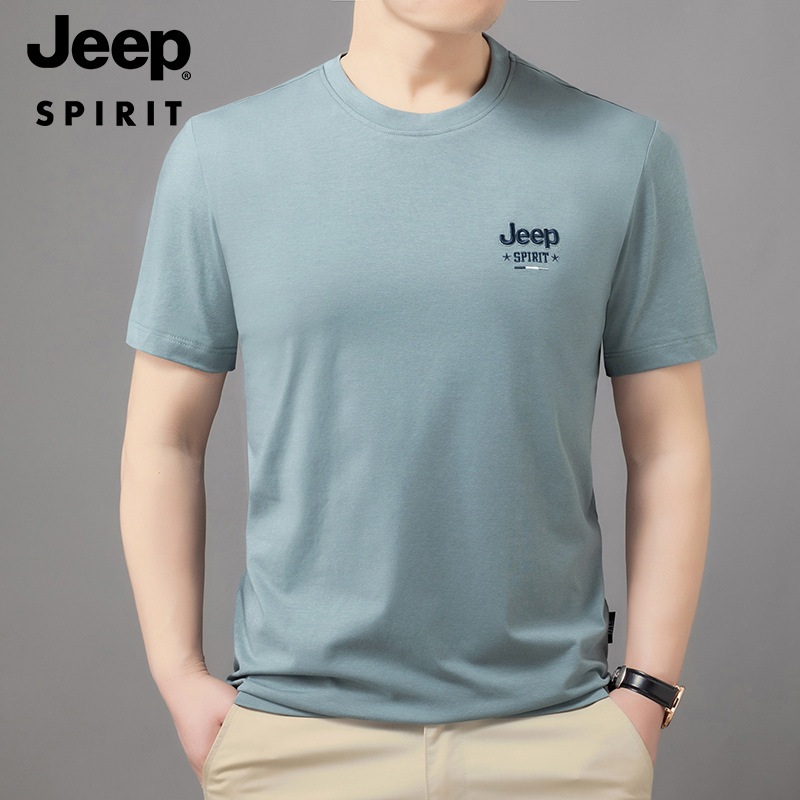 JEEP SPIRIT 여름 남성용 라운드넥 반팔 티셔츠 자수 공예 - 상세 이미지 3