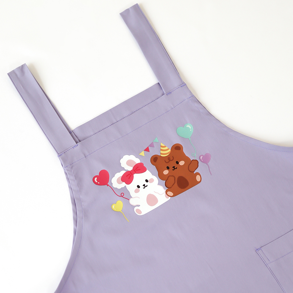 [미소쌤] 젤리 파티프렌즈 퍼플 앞치마 어린이집 유치원 빅사이즈 캐릭터 원피스 보육교사