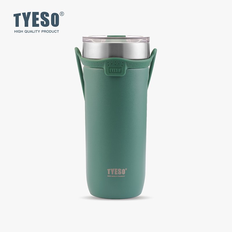 TYESO 대용량 텀블러 보냉보온 빨대텀블러 스텐 제작 손잡이텀블러 싱글 710ml, 그린 - 상품 이미지