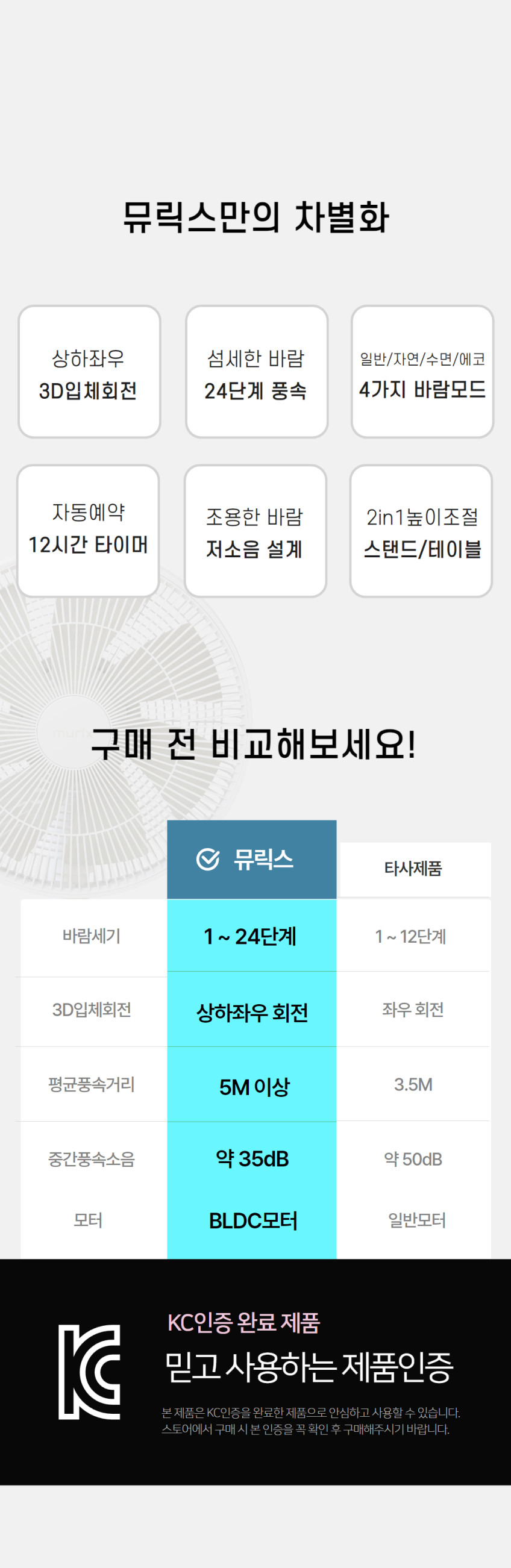 무소음 선풍기 BLDC 저소음 리모컨 가정용 판매처 상세 정보 이미지 2